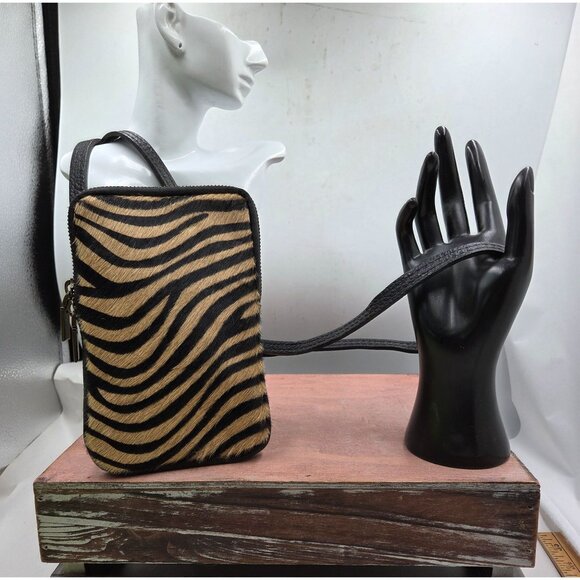Leather Crossbody Small Purse Phone Case Zebra Print German Fuentes With Tags - Picture 2 of 9